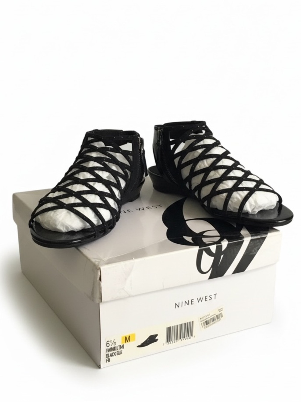 Nine West NEW Vintage Gladiator Wedge Sandals Crystals Cage Shoe Strappy Comfort